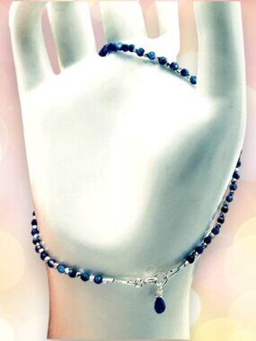 Natural Blue Kyanite and Silver Bracelet/Anklet